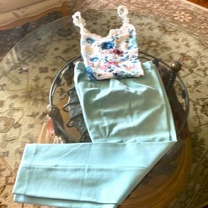 White House Black Market Mineral Green Slacks size 10